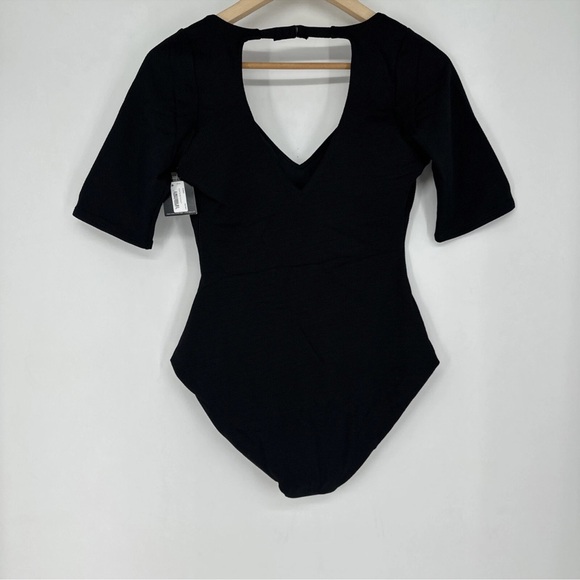 SPANX Black Pique Open Back Swim Suit - Picture 2 of 3